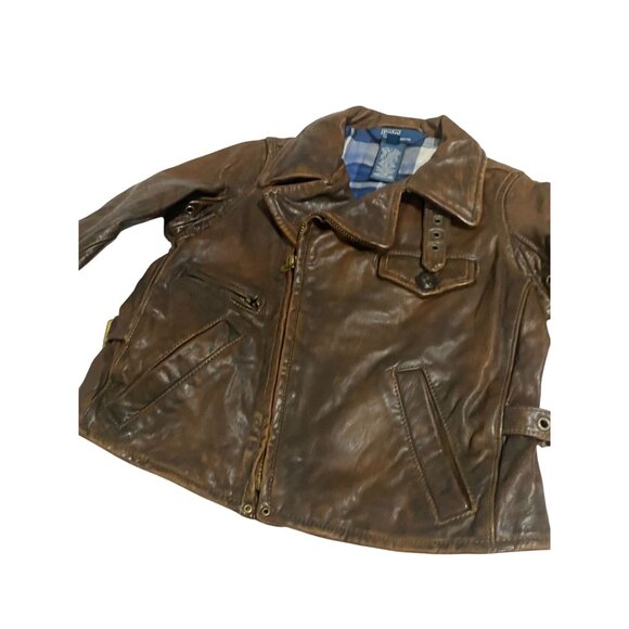 Polo by Ralph Lauren 100% Cowhide Leather Moto Jacket in Mahogany - Picture 6 of 13